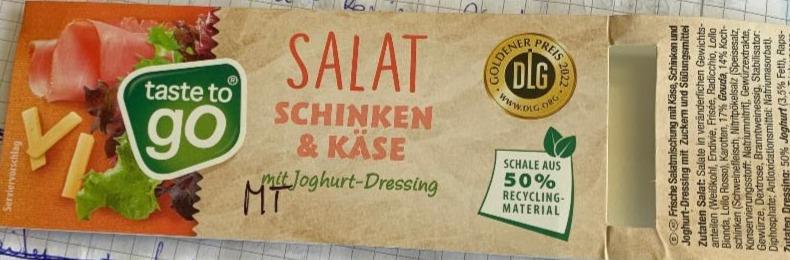 Fotografie - Salat Schinken & Käse mit Jogurt-Dressing taste to go