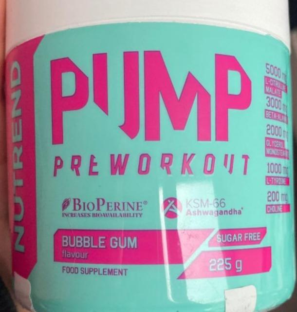 Fotografie - Pump preworkout Bubble gum Nutrend