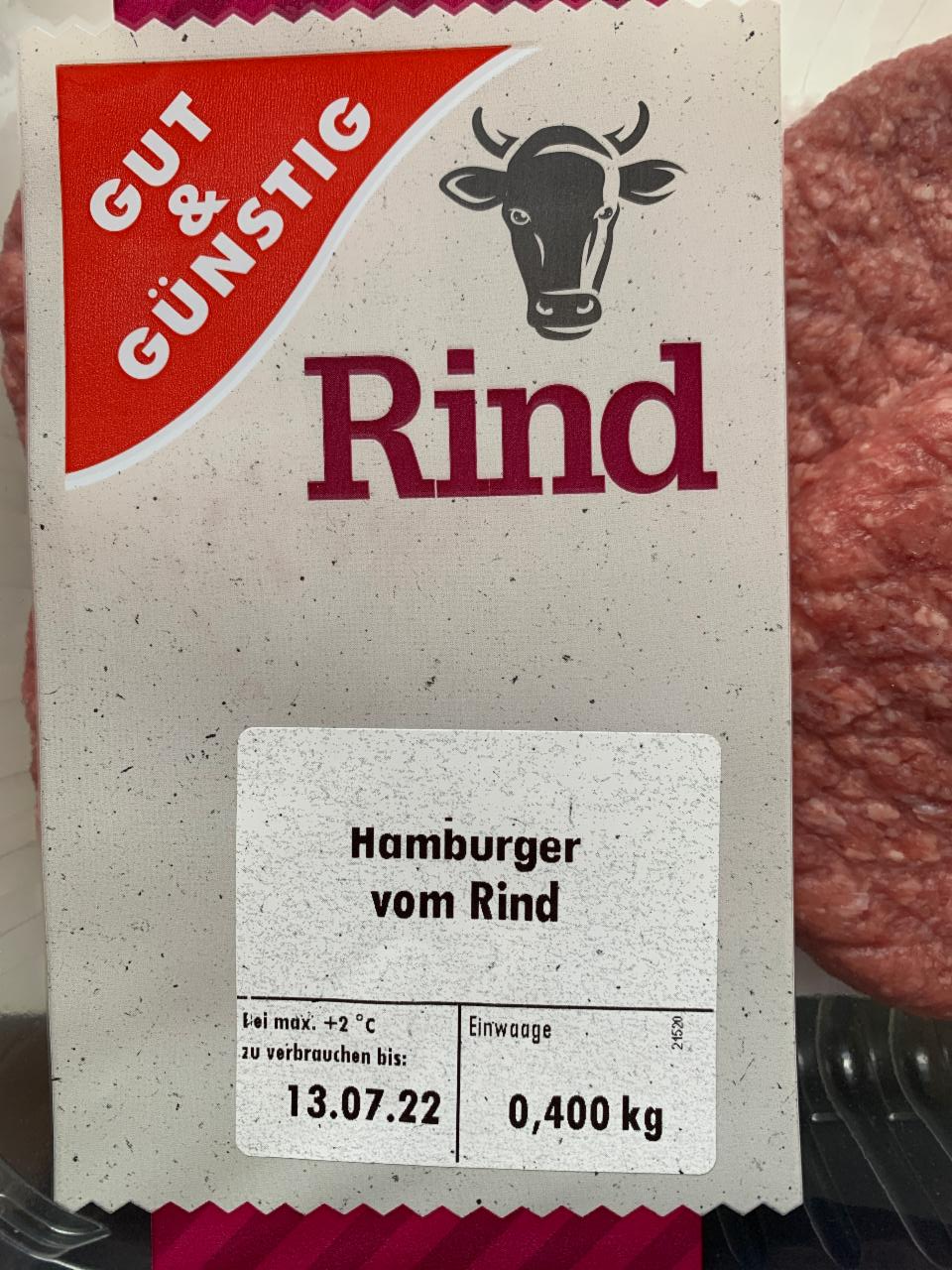 Fotografie - Hamburger vom Rind Gut & Günstig