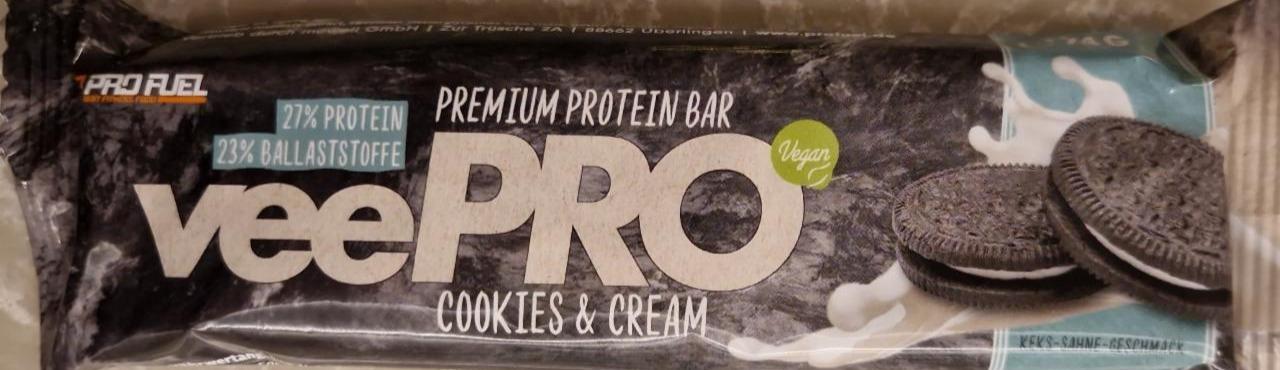 Fotografie - Cookie & Cream VeePro Vegan Protein Bar Pro Fuel