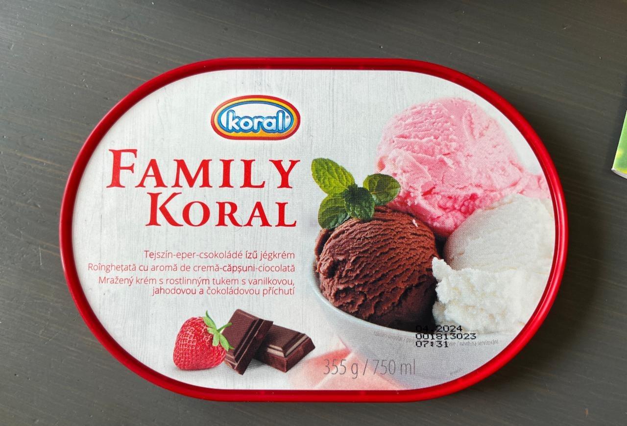 Fotografie - Family Koral mražený krém s vanilkovou, jahodovou a čokoládovou příchutí Koral