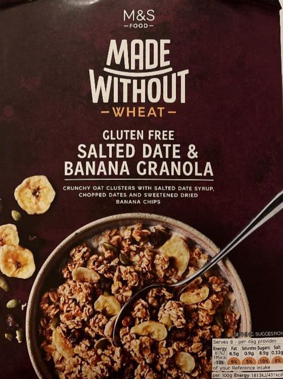 Fotografie - Made without wheat Gluten Free Salted Date & Banana Granola Marks & Spencer