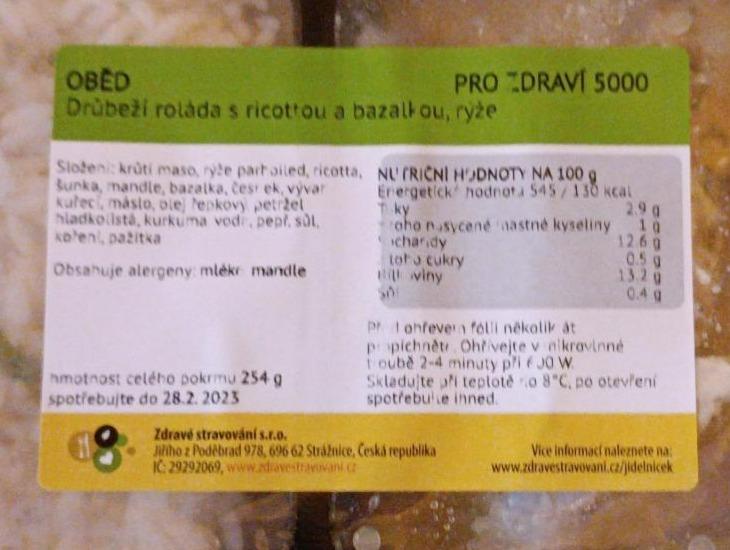 Fotografie - Drůbeži roláda s ricottou a bazalkou, rýže Zdravé stravování