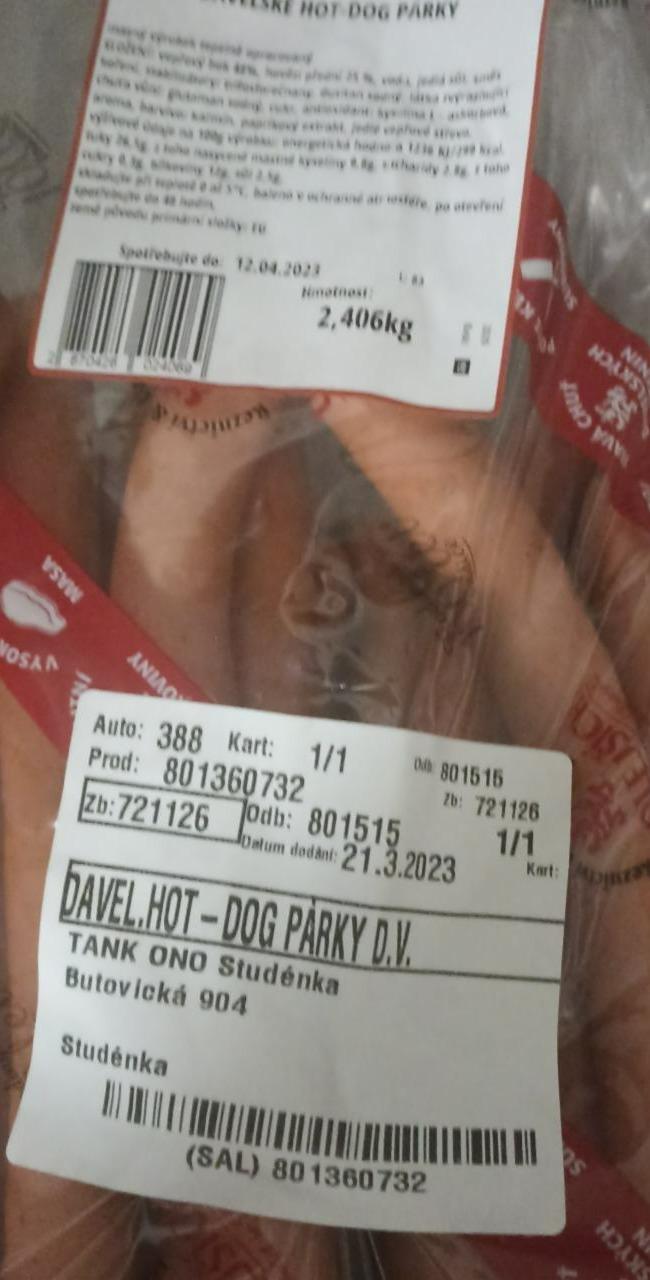 Fotografie - Davelské hot-dog párky Řeznictví & uzenářství U Dolejších