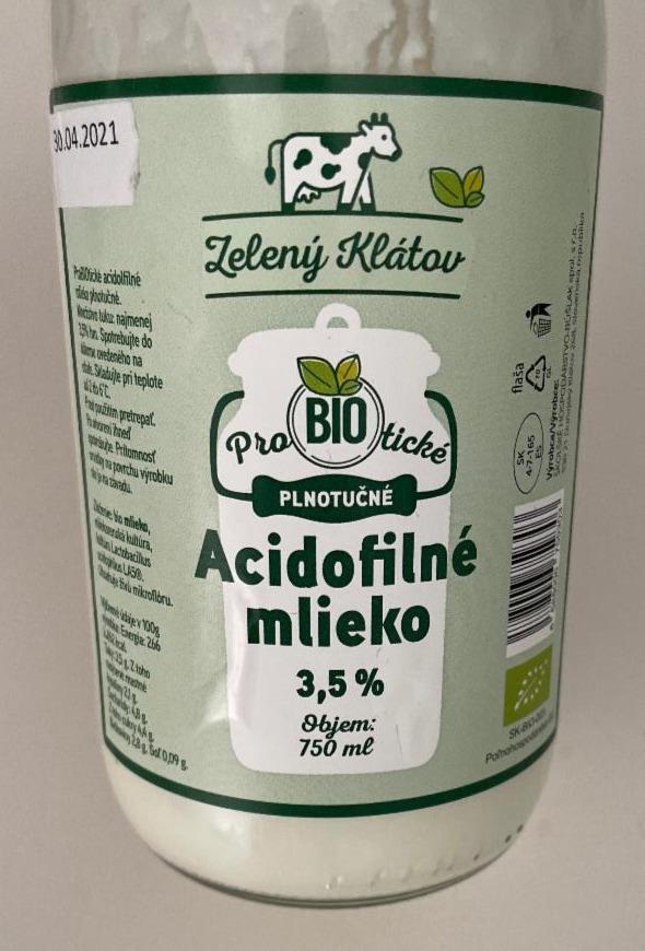 Fotografie - Acidofilné mlieko plnotučné Zelený Klátov