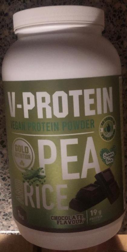 Fotografie - Vegan protein powder pea and rice chocolate Gold Nutrition