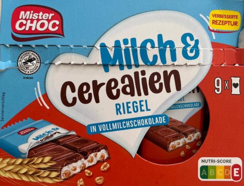 Fotografie - Milch & Cerealien Riegel in Vollmilchschokolade Mister Choc
