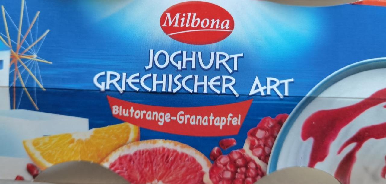 Fotografie - Joghurt griechischer art Blutorange-Granatapfel Milbona