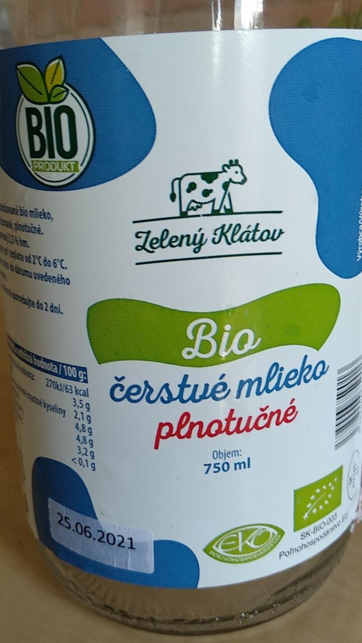 Fotografie - Bio čerstvé mlieko plnotučné Zelený Klátov