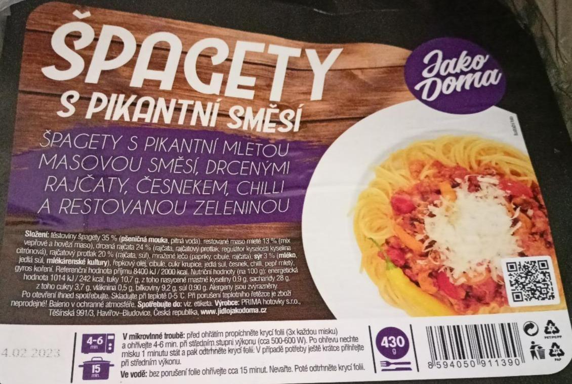 Fotografie - Špagety s pikantní směsí Jako Doma