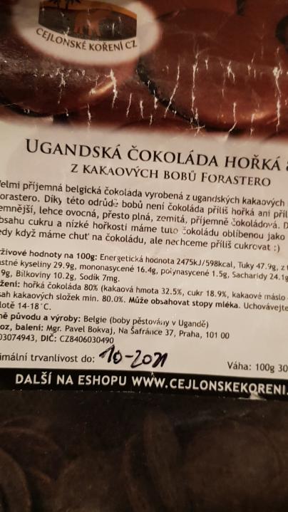 Fotografie - Ugandská čokoláda hořká 80%