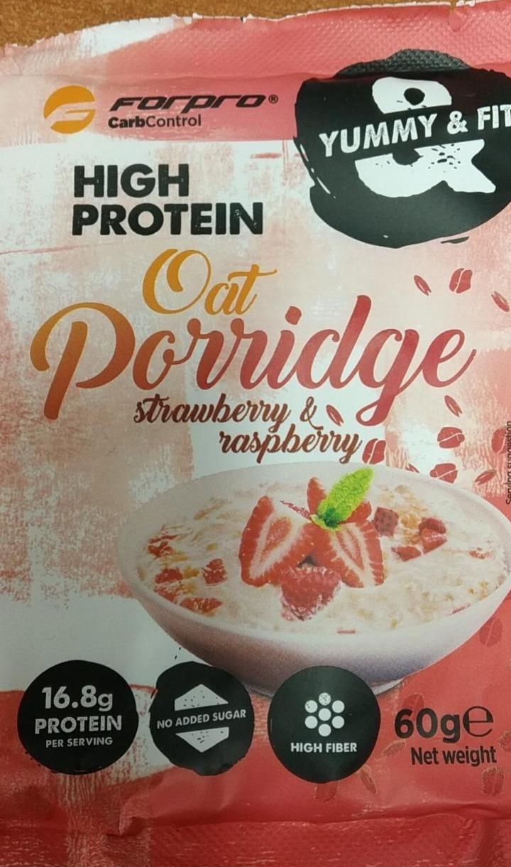 Fotografie - High Protein Oat Porridge strawberry & raspberry Forpro