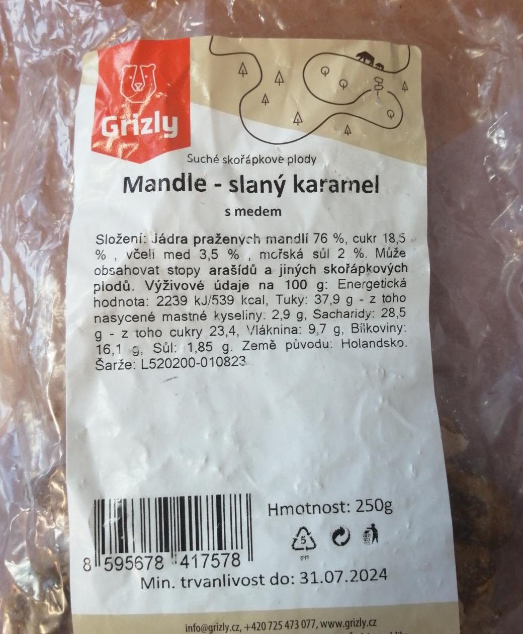 Fotografie - Mandle - slaný karamel s medem Grizly
