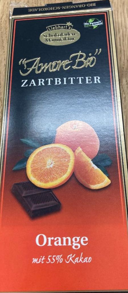 Fotografie - Amore BIO Zartbitter Orange mit 55% Cacao Liebhart's