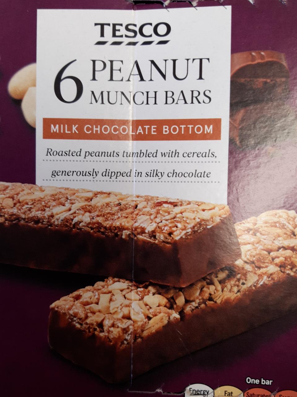 Fotografie - 6 Peanut Munch Bars Milk Chocolate Bottom Tesco