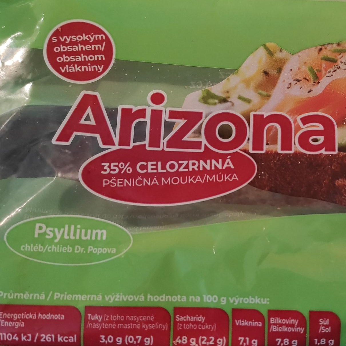 Fotografie - Psyllium chléb Arizona 35% celozrnná pšeničná mouka Dr.Popov