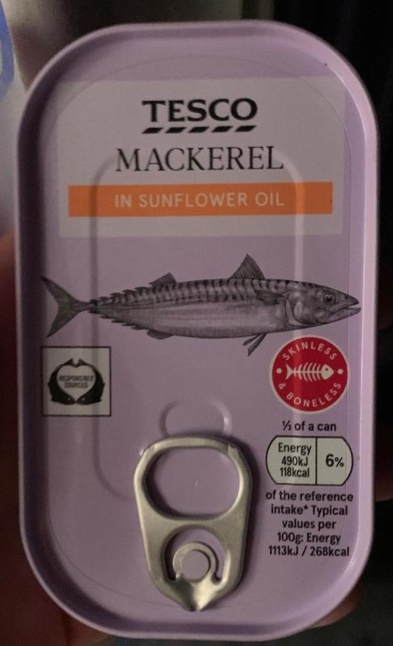 Fotografie - Mackerel in Sunflower Oil Tesco