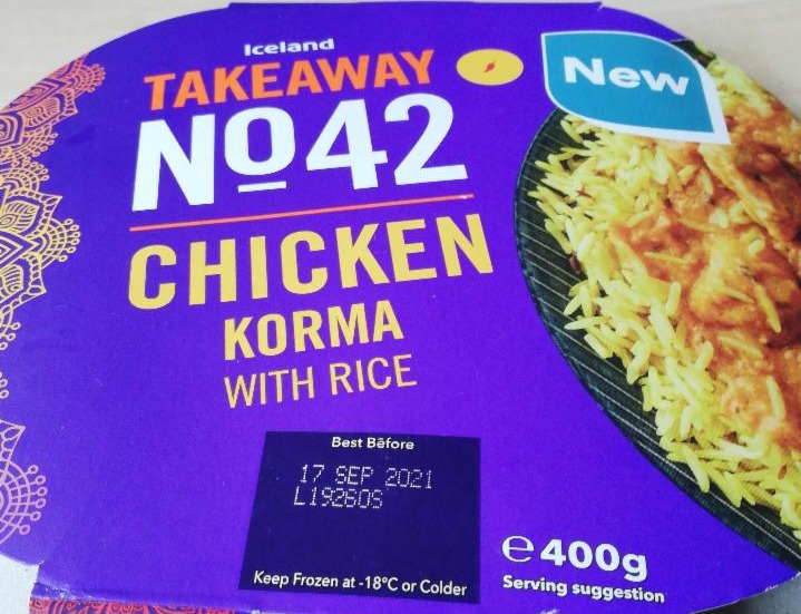 Fotografie - Takeaway No.42 Chicken Korma with Rice Iceland