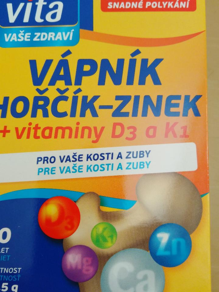 Fotografie - Vápník, hořčík - zinek + vitaminy D3 a K1 - MaxiVita