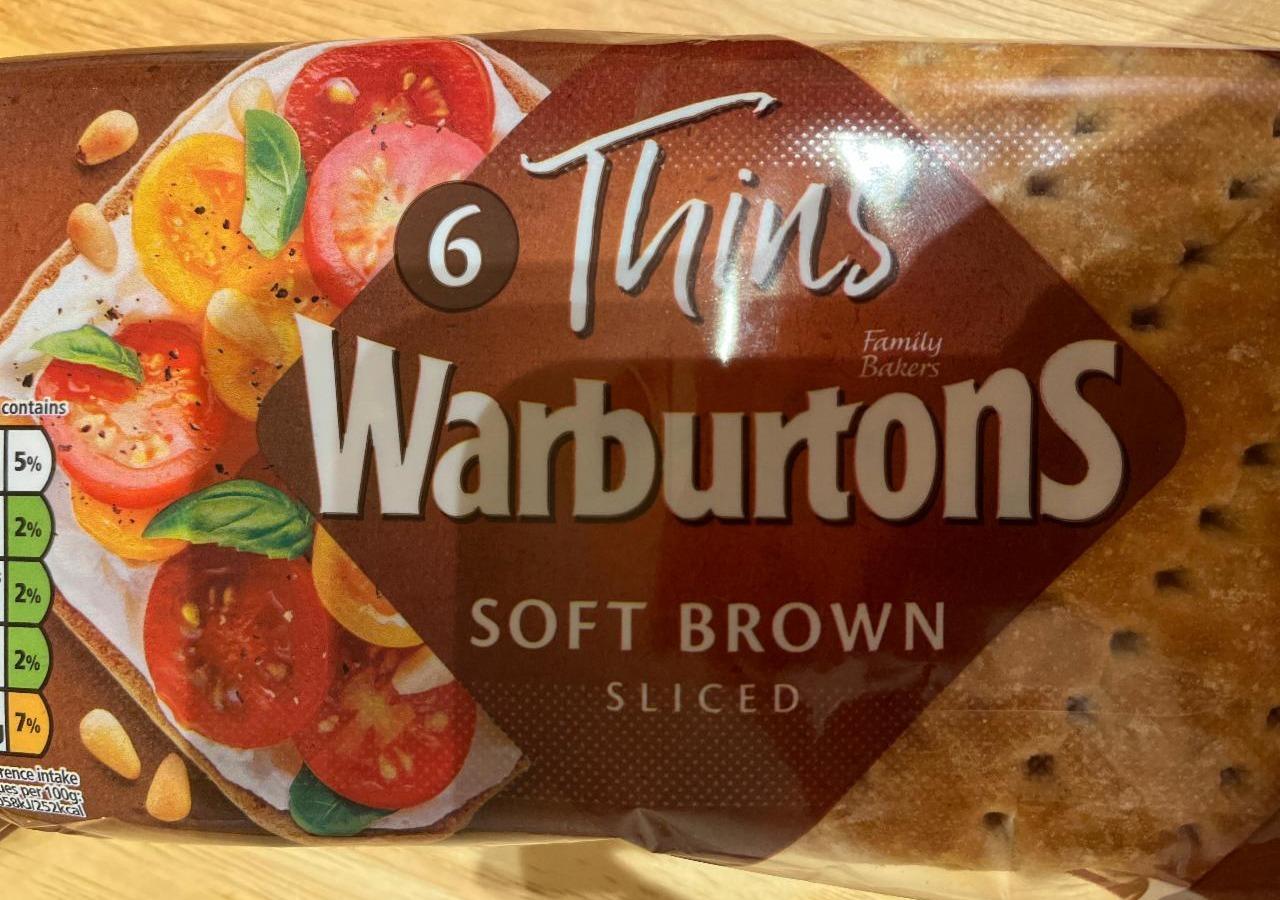 Fotografie - 6 Thins Soft Brown Sliced Warburtons