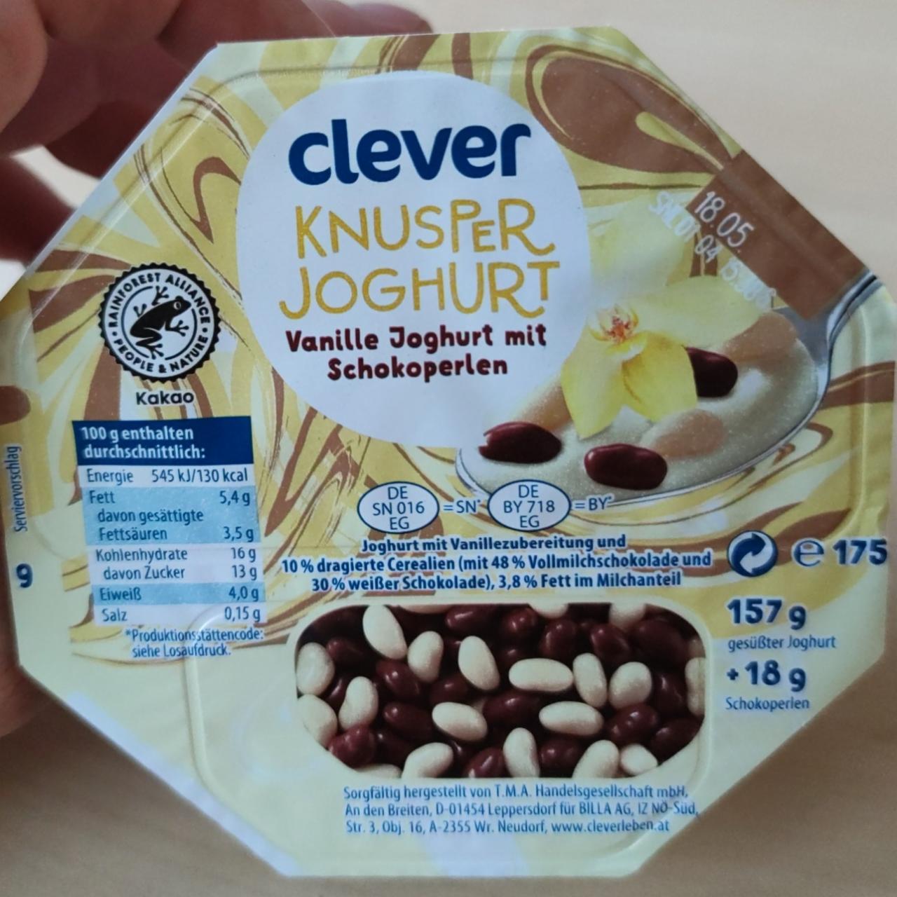Fotografie - Knusper Joghurt vanille joghurt mit Schokoperlen Clever