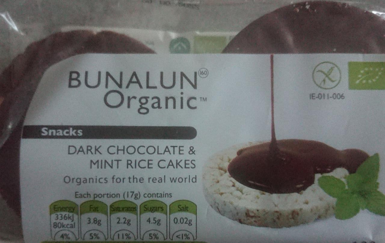 Fotografie - organic dark chocolate & mint rice cakes Bunalun