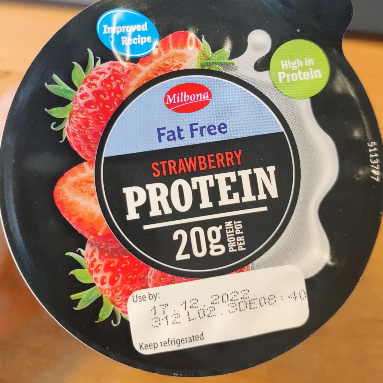 Fotografie - Fat free Strawberry protein Milbona
