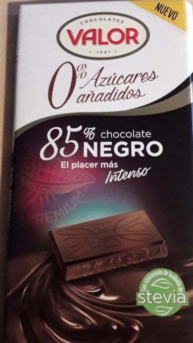 Fotografie - chocolate negro 85% stevia Valor