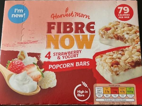 Fotografie - Fibre now 4 strawberry & yogurt popcorn bars Harvest Morn