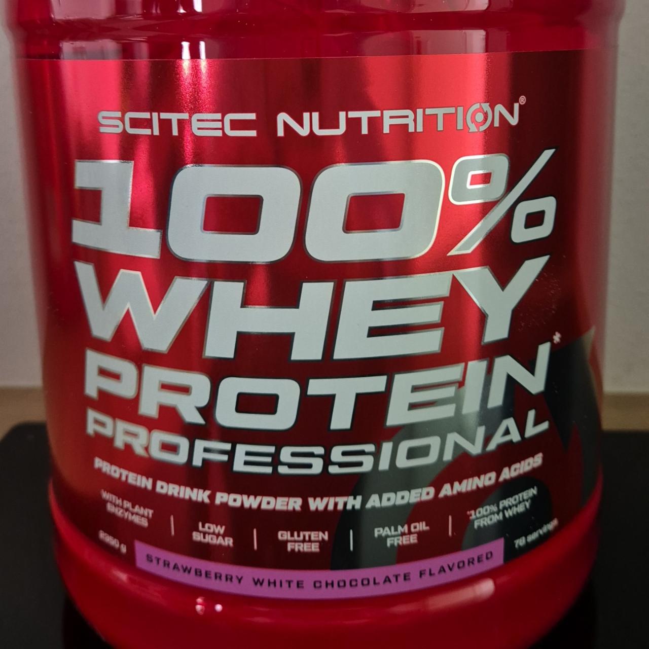 Fotografie - 100% Whey Protein Professional Strawberry White Chocolate flavored Scitec Nutrition