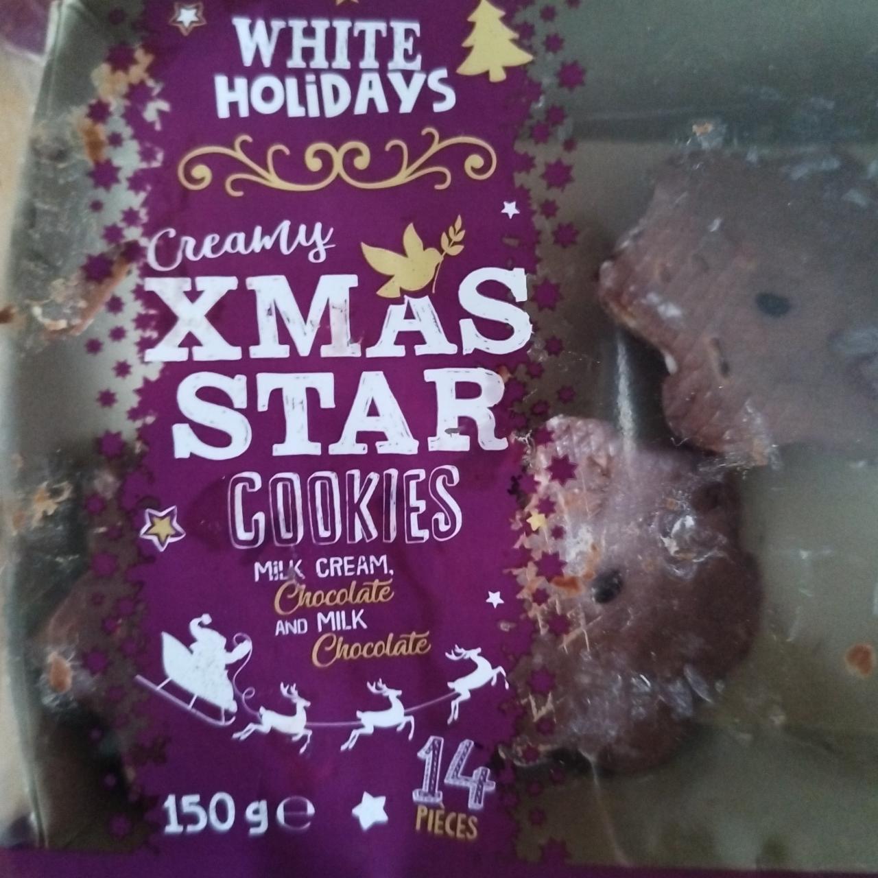 Fotografie - Creamy Xmas Star Cookies White Holidays