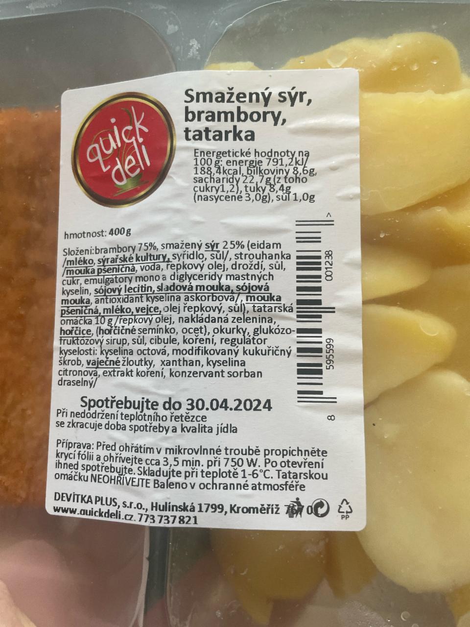 Fotografie - Smažený sýr, brambory, tatarka quick deli