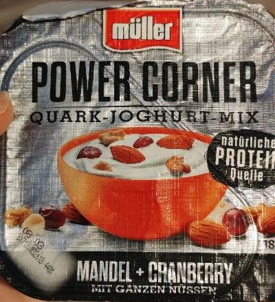 Fotografie - Power Corner Quark-Joghurt-Mix Mandel+Cranberry mit ganzen nüssen Müller
