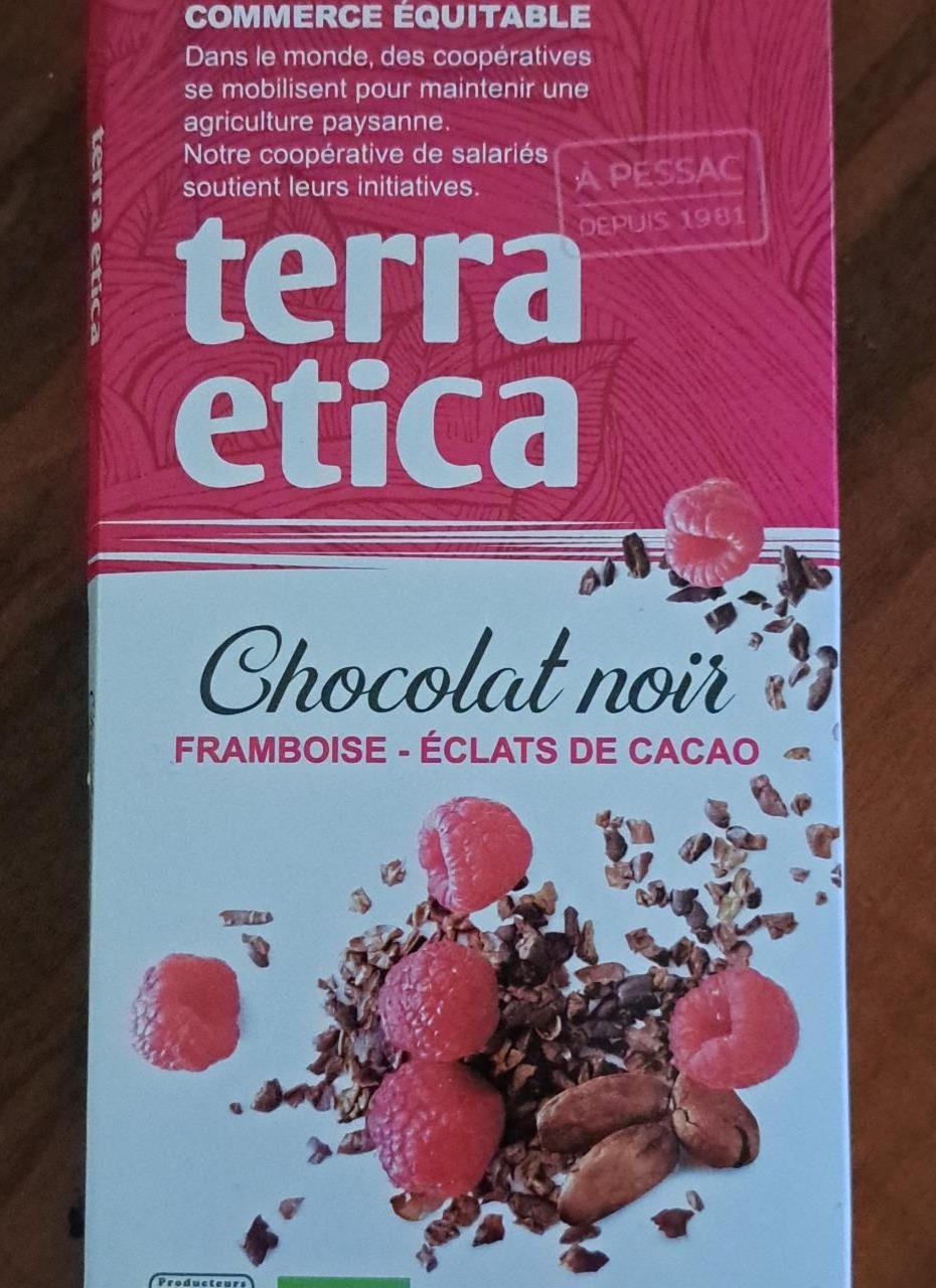 Fotografie - Chocolat noir Framboise - éclats de cacao Terra Etica