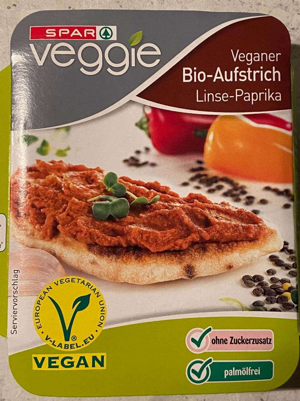 Fotografie - Veganer Bio-aufstrich linse-paprika Spar veggie