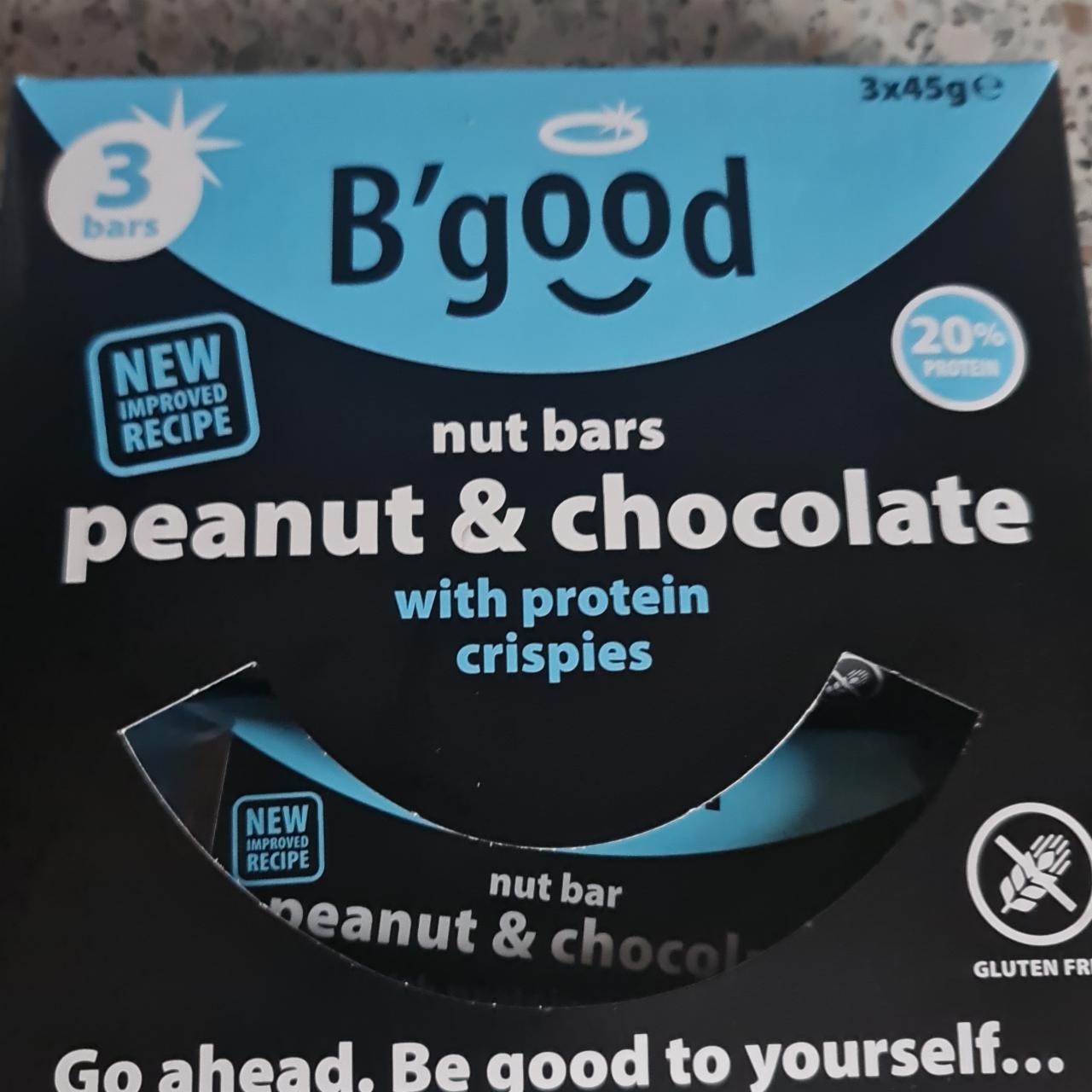 Fotografie - Nut bars peanut & chocolate with protein crispies B'good