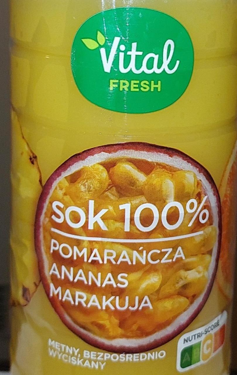Fotografie - Sok 100% pomerancza, ananas, marakuja Vital fresh