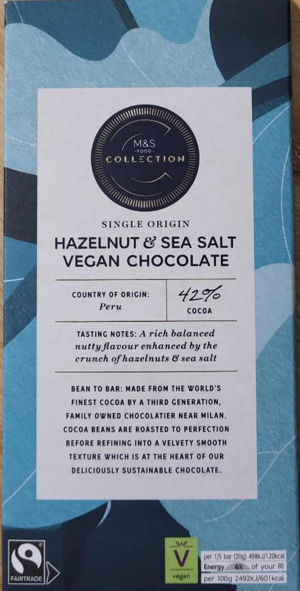 Fotografie - Hazelnut & Sea salt vegan chocolate M&S Food