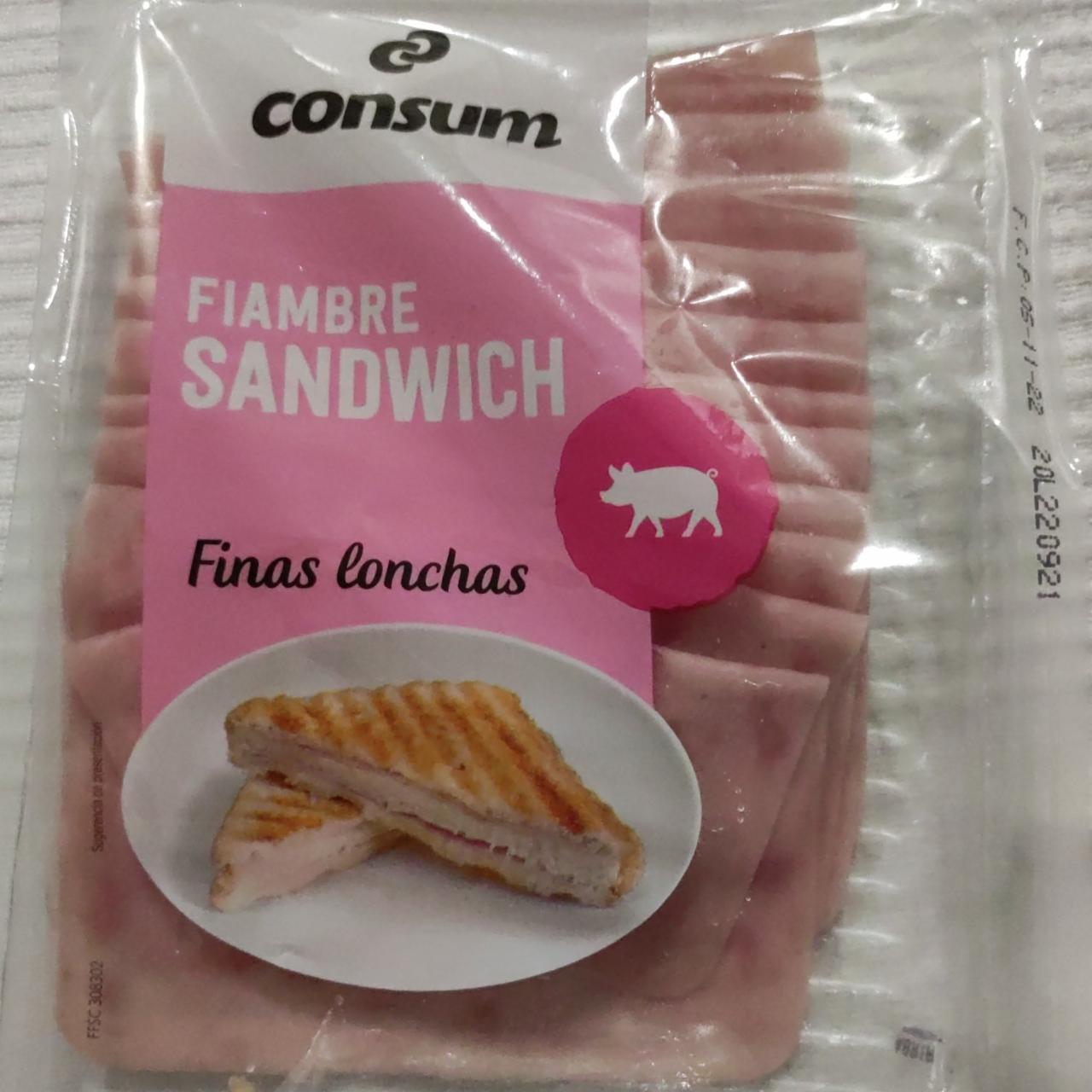Fotografie - Fiambre de Sandwich Finas Lonchas Consum