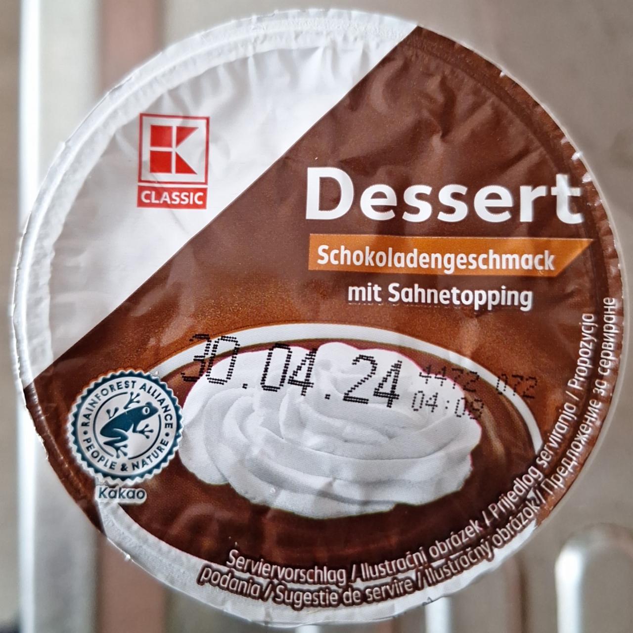 Fotografie - Dessert Schokoladengeschmack mit Sahnetopping K-Classic