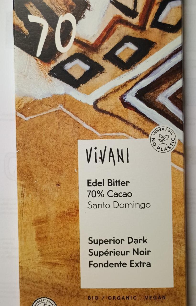 Fotografie - Bio Edel Bitter 70% Cacao Santo Domingo Vivani