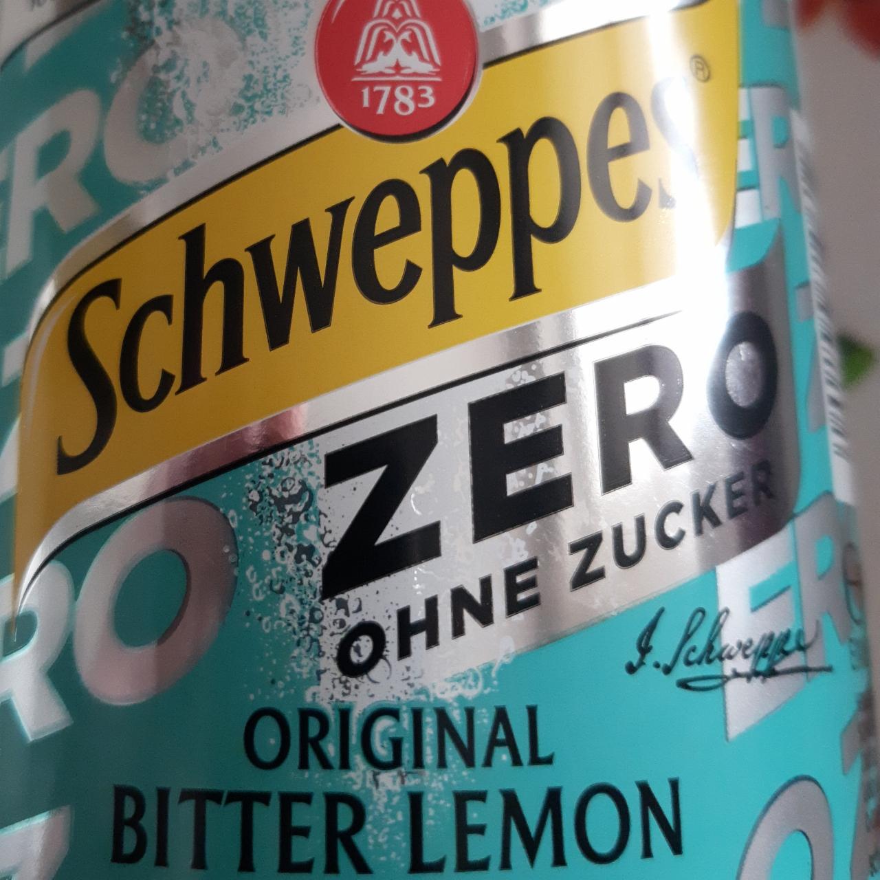 Fotografie - Bitter Lemon Zero ohne zucker Schweppes