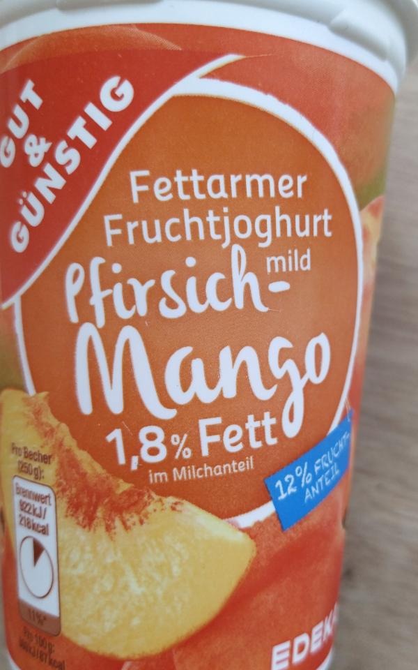 Fotografie - Fettarmer Fruchtjoghurt Pfirsich-Mango Gut & Günstig