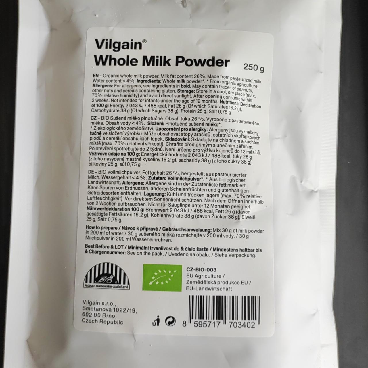 Fotografie - Whole milk powder Vilgain