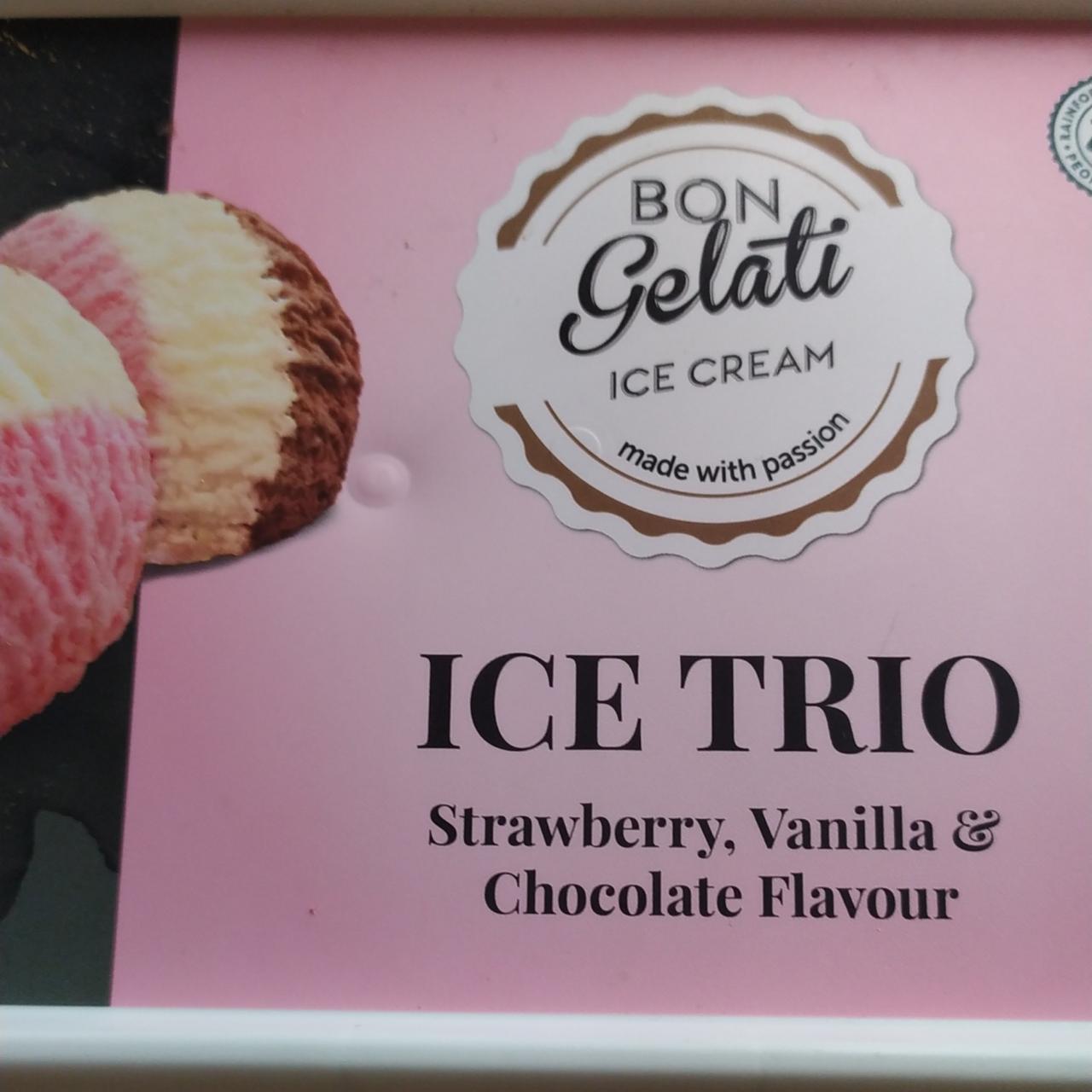 Fotografie - Ice Trio Strawberry, Vanilla & Chocolate Flavour Bon Gelati