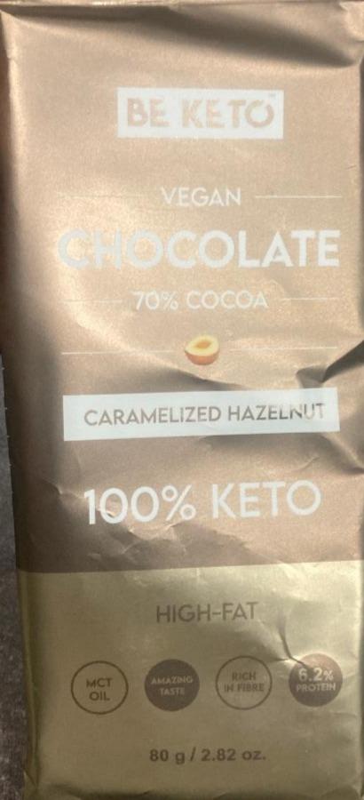 Fotografie - Vegan Chocolate 70% Cocoa Caramelized Hazelnut BeKeto