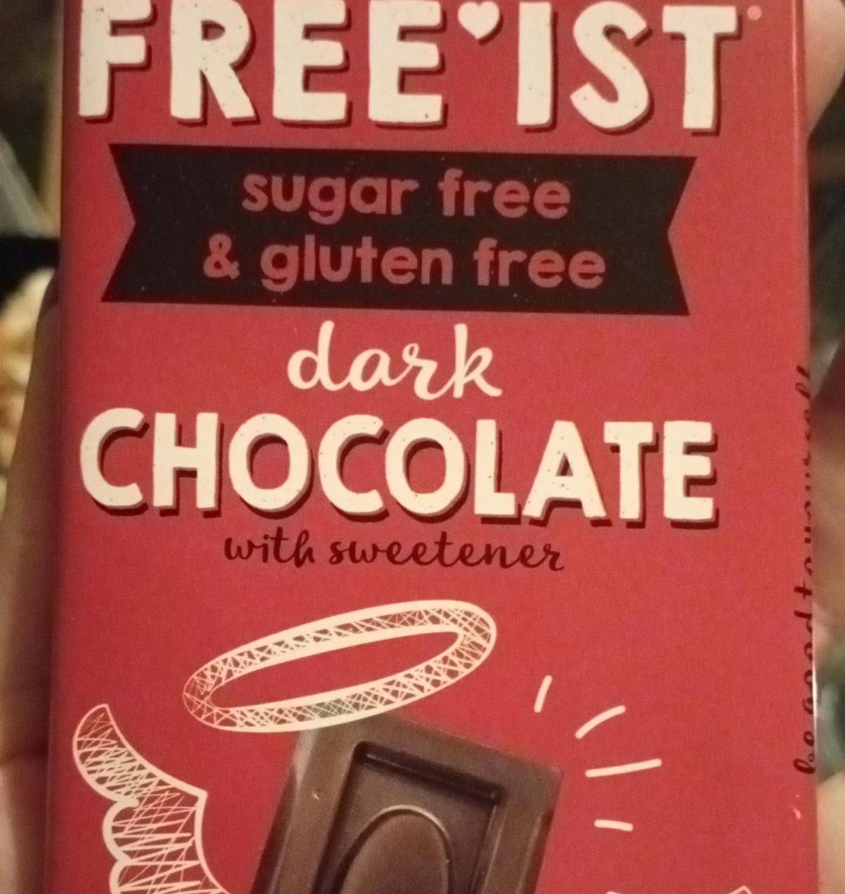 Fotografie - Dark chocolate with sweetener sugar-free & gluten-free Free'ist