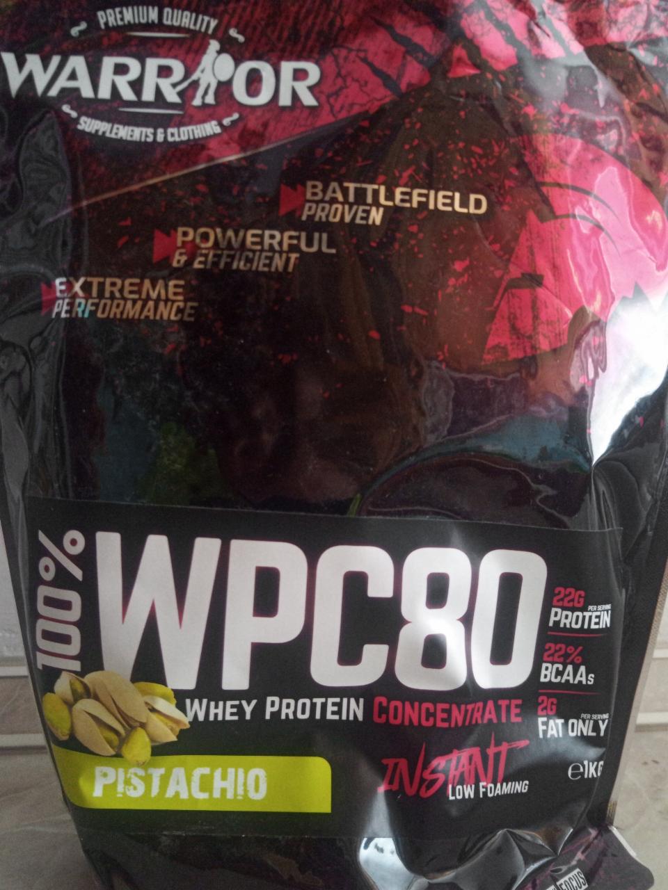 Fotografie - 100% WPC80 pistachio syrovátkový proteinový koncentrát Warrior