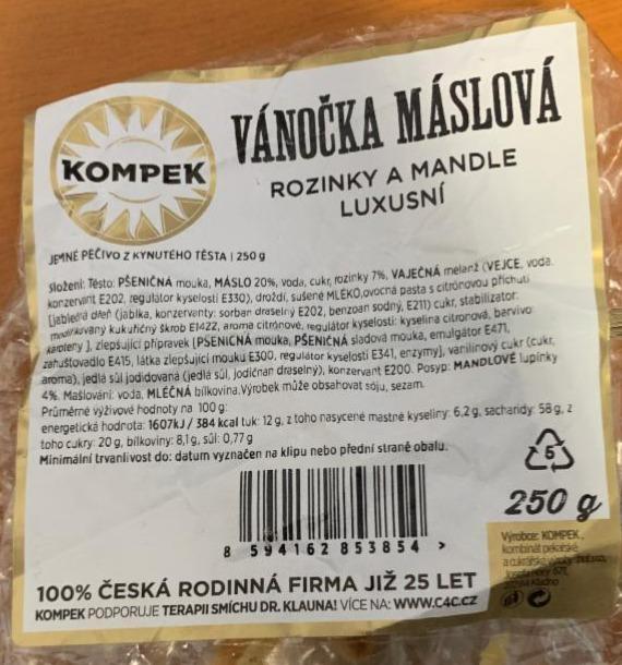 Fotografie - Vánočka máslová rozinky a mandle luxusní Kompek