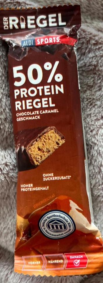 Fotografie - Die Riegel 50% Protein Chocolate caramel geschmack Aldi Sports